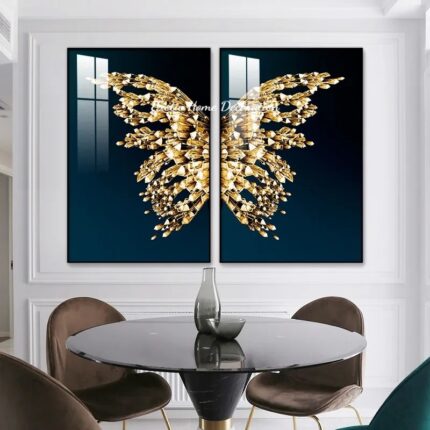 Butterfly Wings Set Golden Black Frame