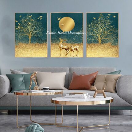 Golden Deer Tree Moon Teal Base