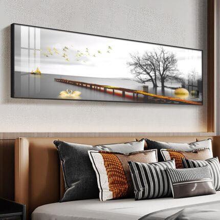 Scenery grey white with wooden pier