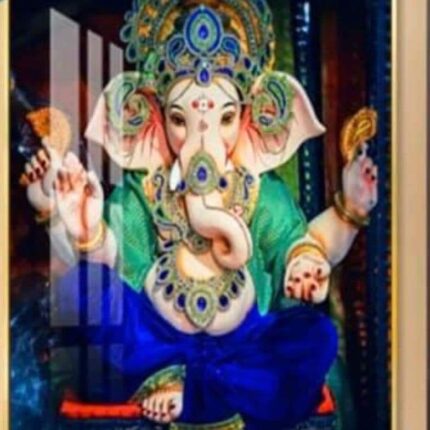 Ganesha Multicolour Black Base Golden Frame