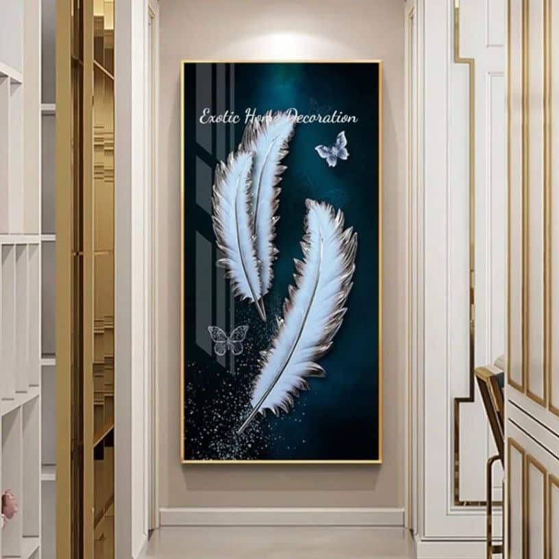 EHDVER0028 Sparkling White Feathers Black Base