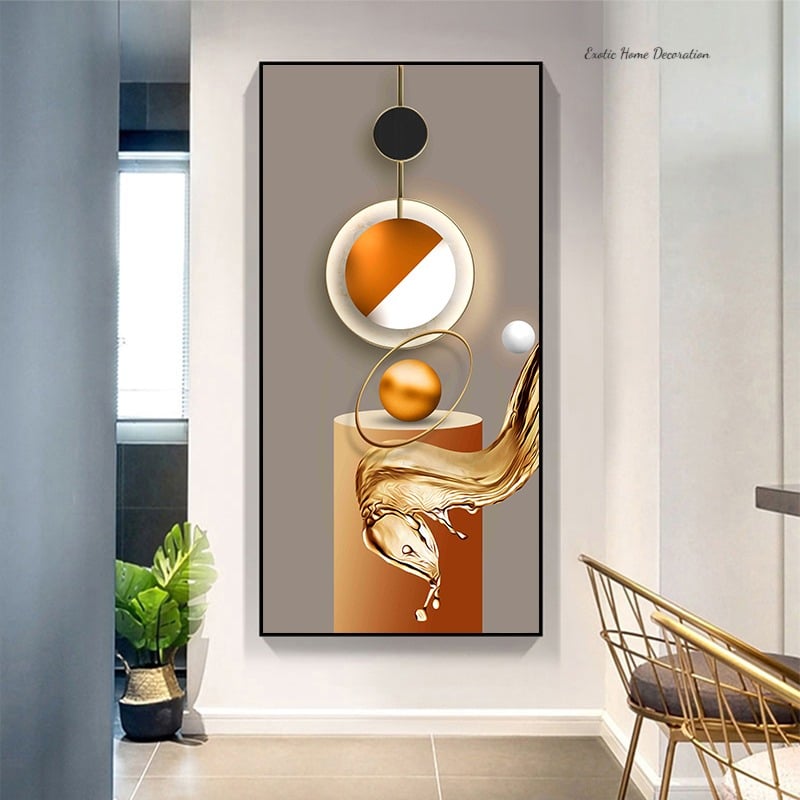 EHDVER0035 Beige Grey Orange Circle Abstract