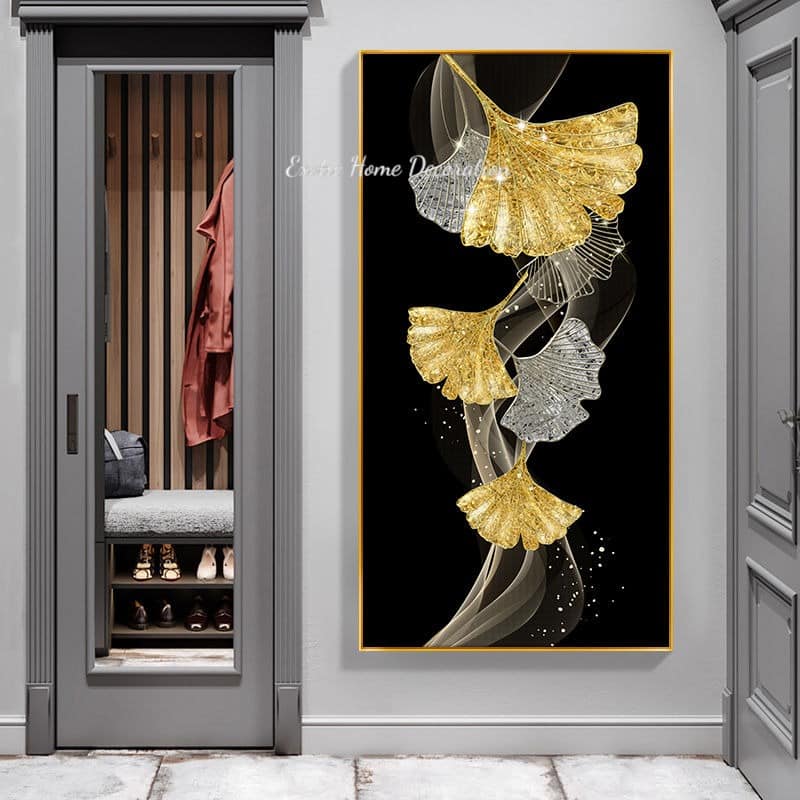 EHDVERD0010 Gingko Leaves Golden Silver