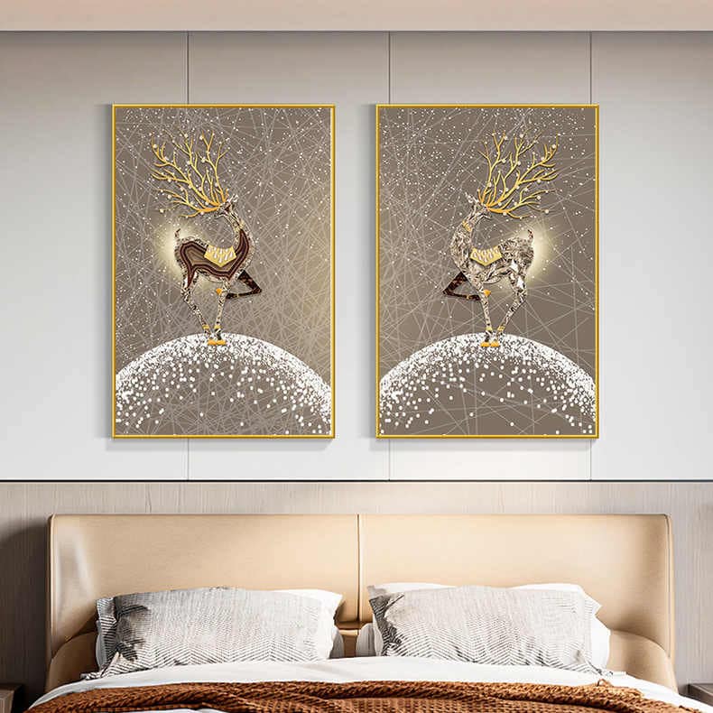 EHDVERD0025 Sparkling Golden Deer Pair