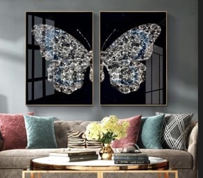 Butterfly Wings Set Silver Black
