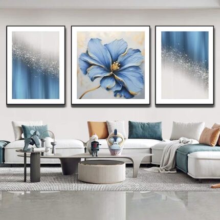 Leatherette Blue Flower 3P-Set